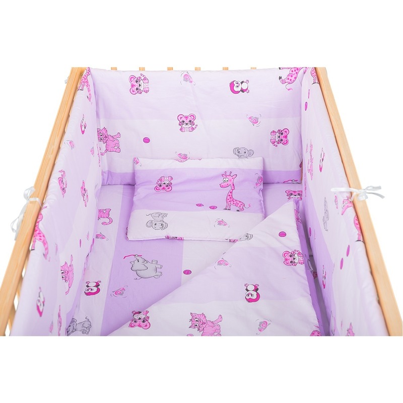 Babyneeds Lenjerie patut 5 piese Roz cu animalute