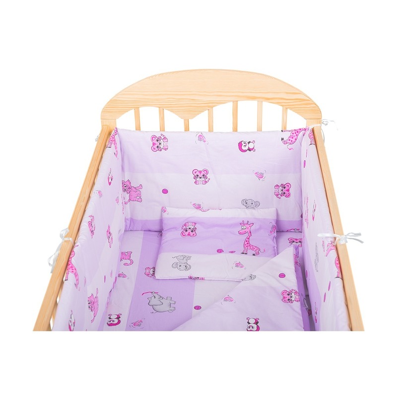 Babyneeds Lenjerie patut 5 piese Roz cu animalute image 1