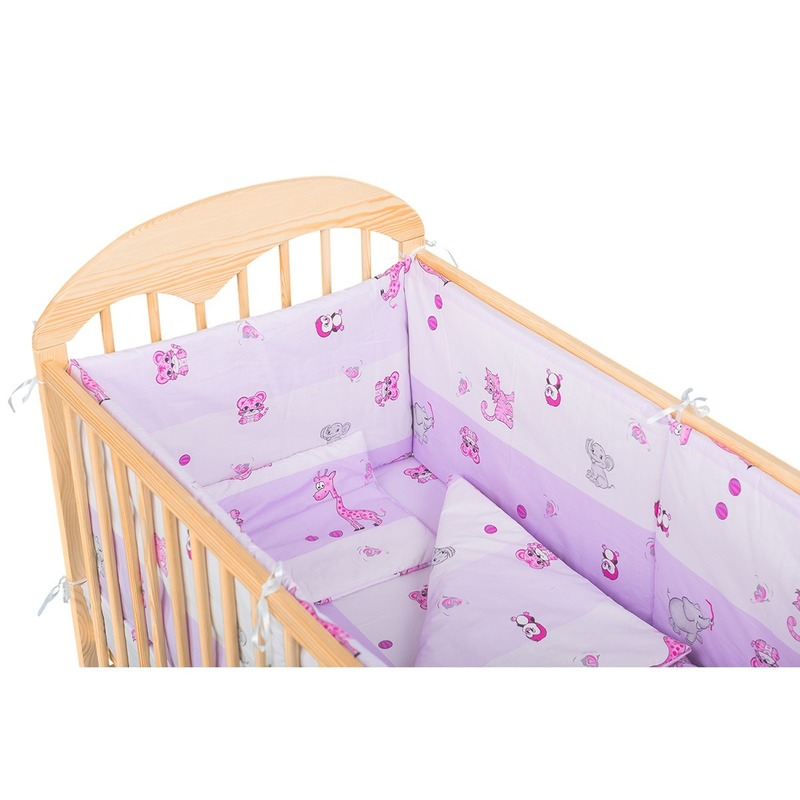 Babyneeds Lenjerie patut 5 piese Roz cu animalute image 2