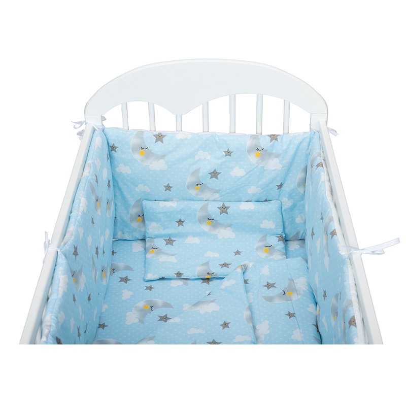 Babyneeds - Lenjerie patut 5 piese 120x60 cm, Norisori pufosi, Albastru image 1