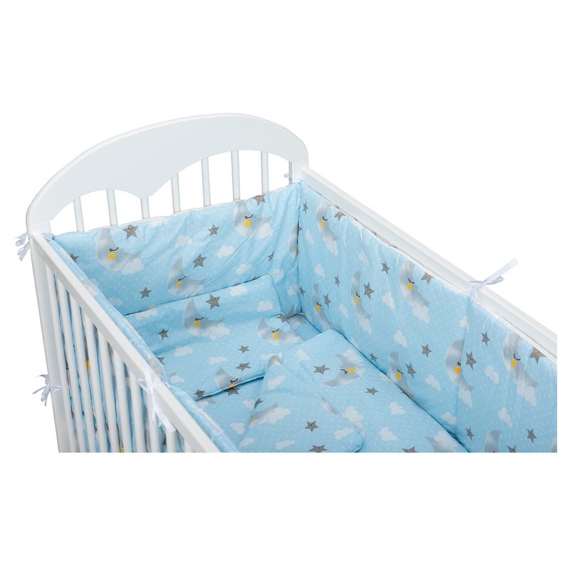 Babyneeds - Lenjerie patut 5 piese 120x60 cm, Norisori pufosi, Albastru image 2