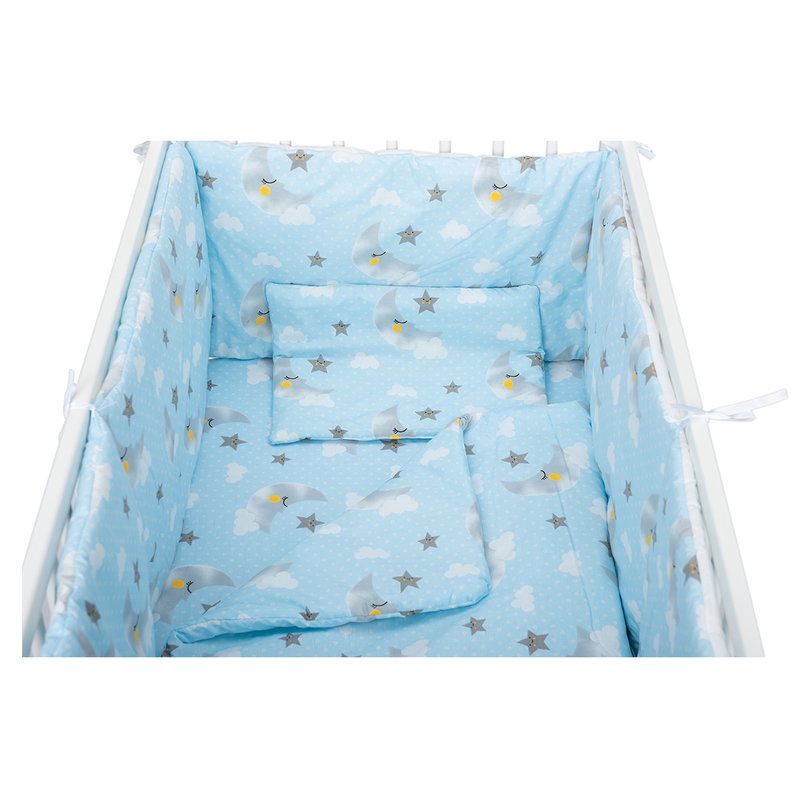 Babyneeds - Lenjerie patut 5 piese 120x60 cm, Norisori pufosi, Albastru image 3