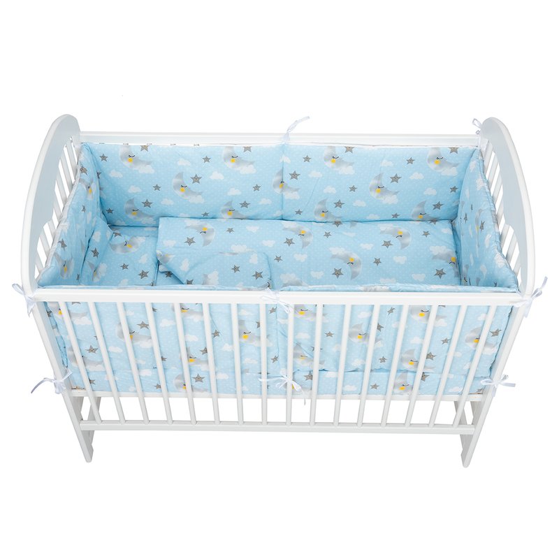 Babyneeds - Lenjerie patut 5 piese 120x60 cm, Norisori pufosi, Albastru image 4