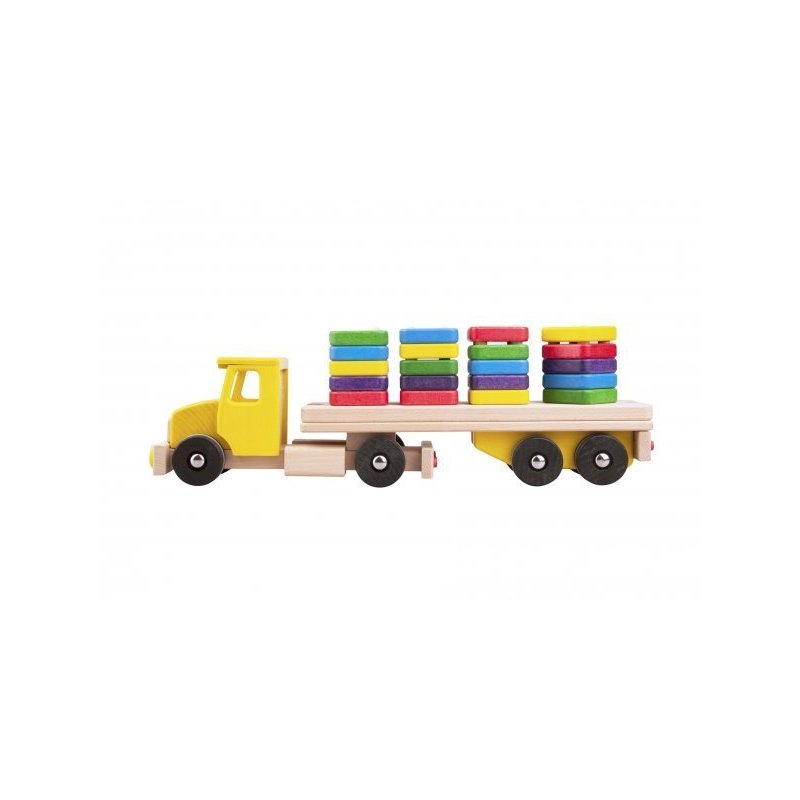 Lupo - Jucarie din lemn Camion cu semiremorca si blocuri de lemn Rosu image 5