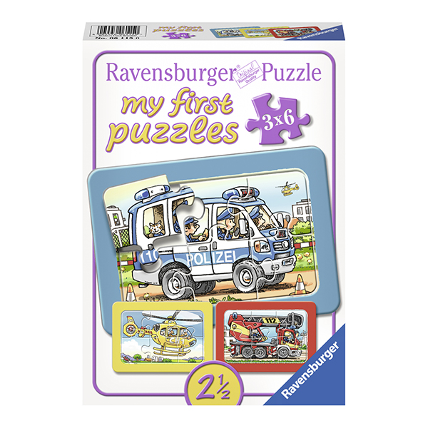 Primul Meu Puzzle Politie, Pompieri, 3X6 Piese