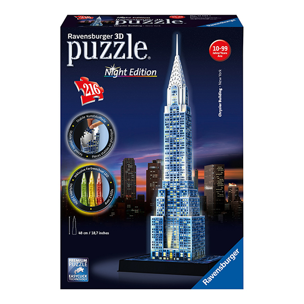 Puzzle 3D Cladirea Chrysler, Editie Luminoasa, 216 Piese