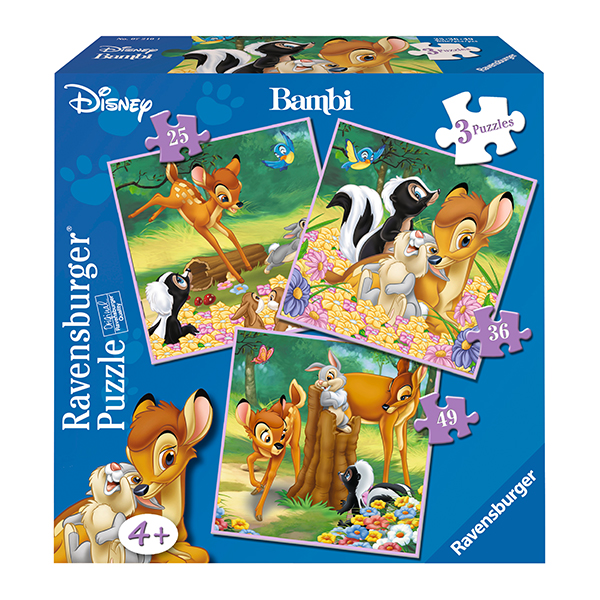 Puzzle Bambi, 3 Buc In Cutie, 25/36/49 Piese