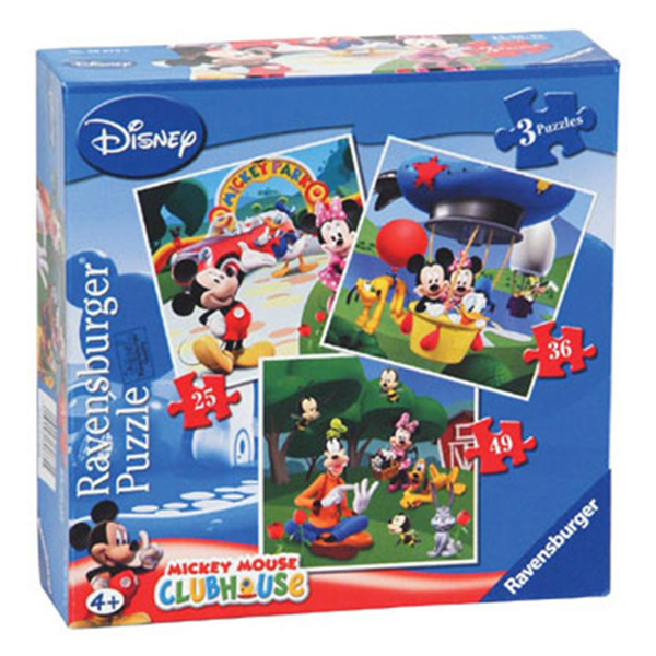 Puzzle Clubul Mickey Mouse, 3 Buc In Cutie, 25/36/49 Piese
