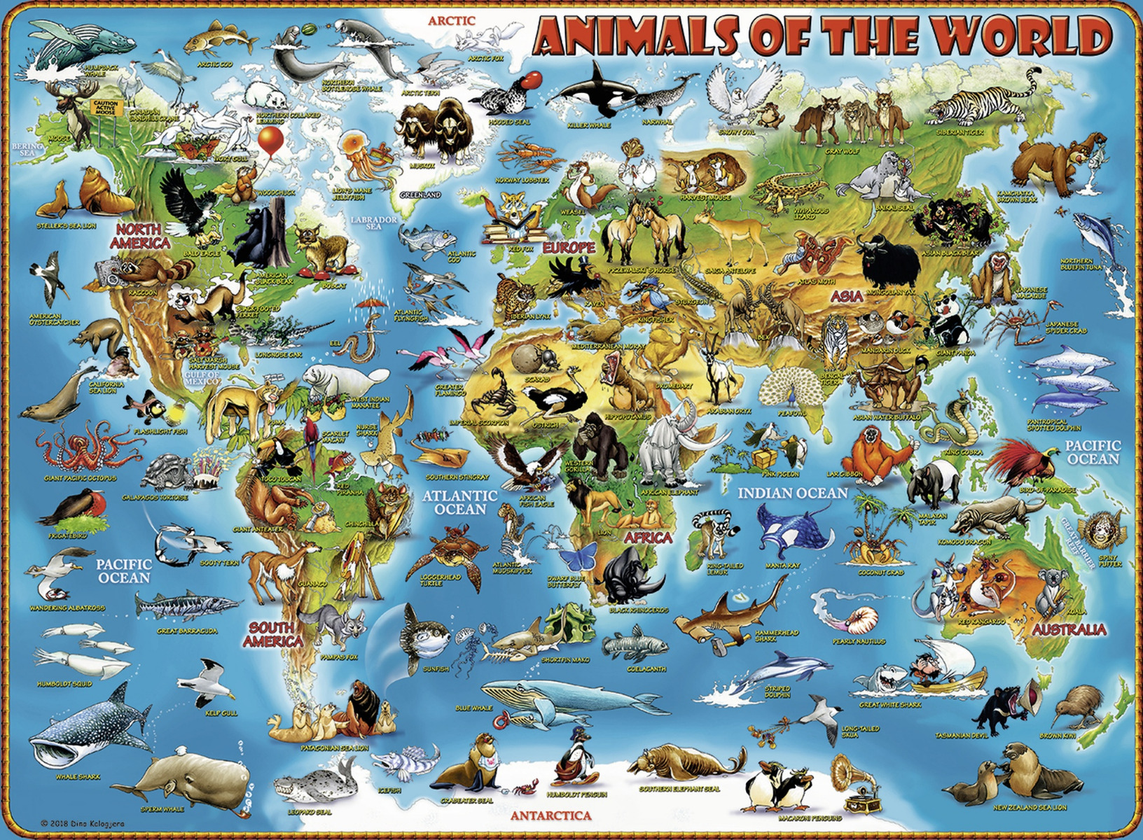 Puzzle Harta Animalelor, 300 Piese image 2