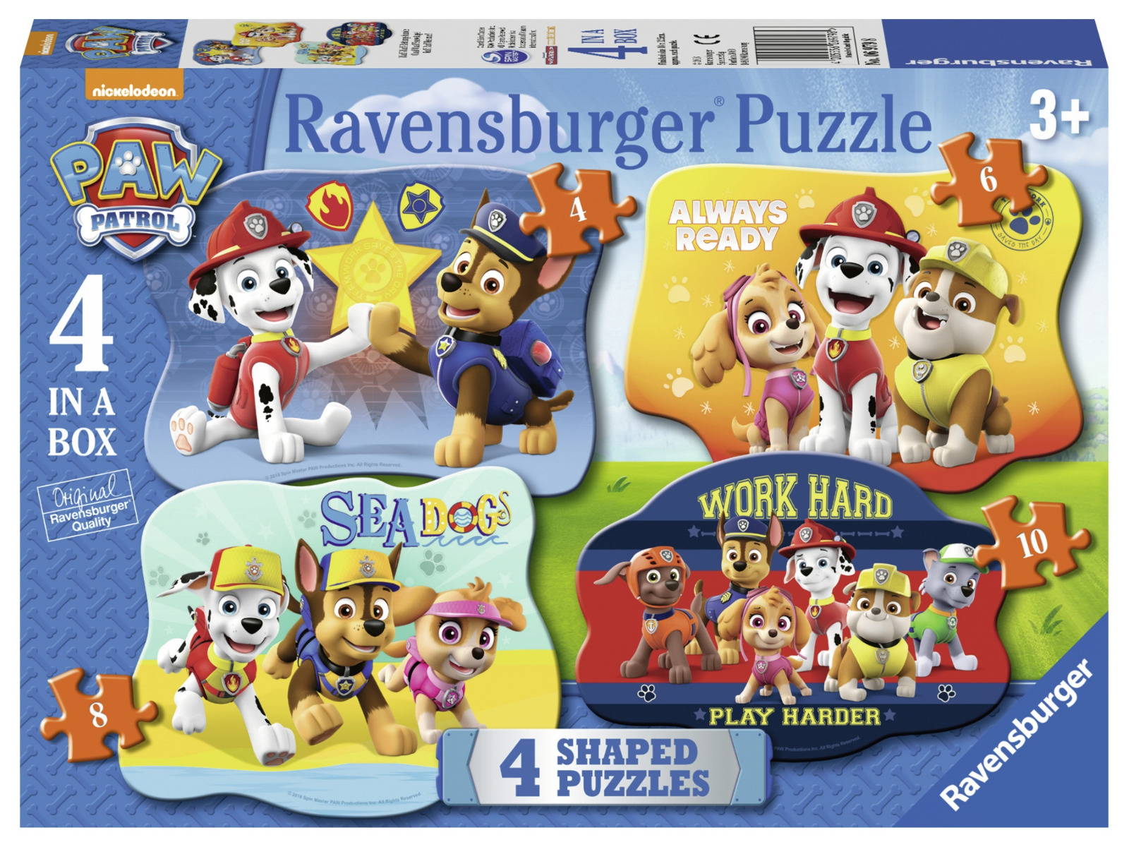 Puzzle Paw Patrol, 4/6/8/10 Piese