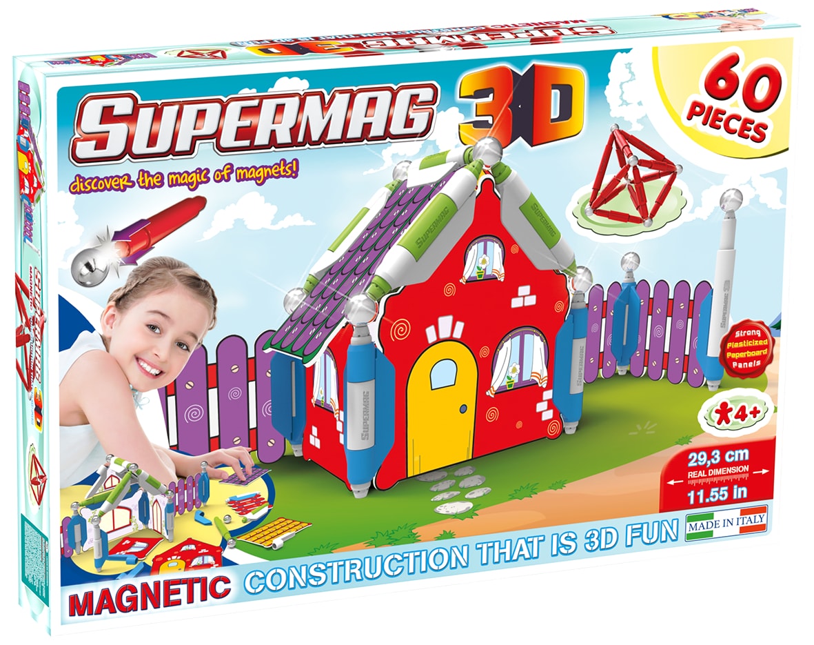 Supermag 3D - Jucarie Cu Magnet Casuta - 60 Piese image 2