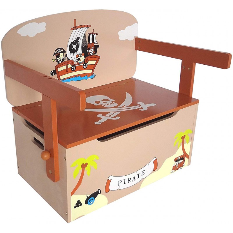 Mobilier 2 in 1 pentru depozitare jucarii Brown Pirate