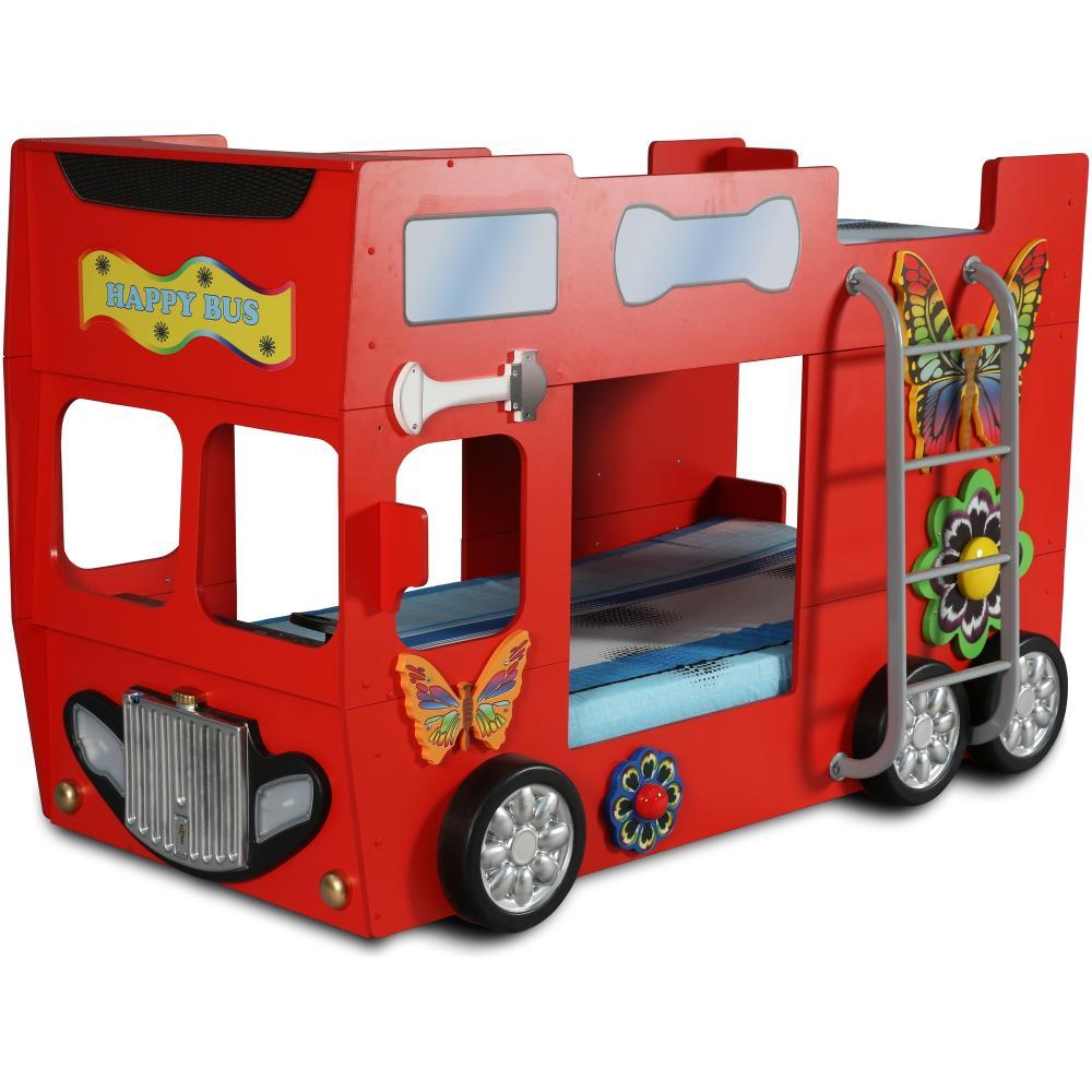 Patut in forma de masina Happy Bus - Plastiko - Rosu