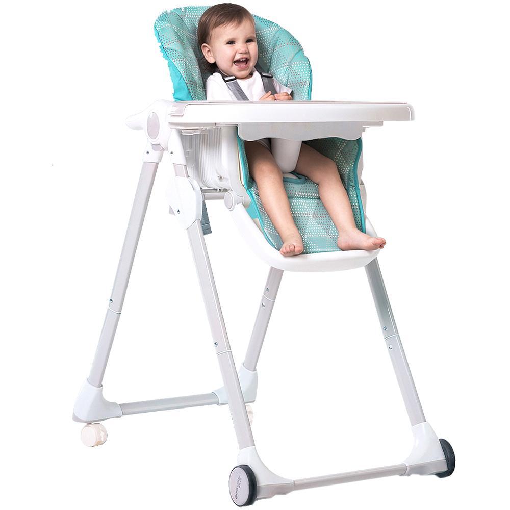 Scaun de masa Dora Baby cu 4 roti si spatar reglabil Eat&Sleep, Turcoaz image 1