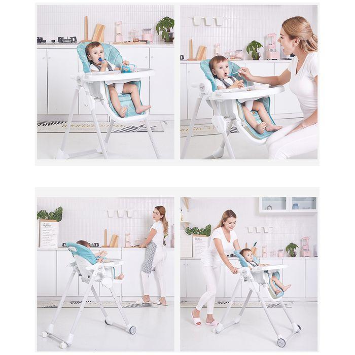 Scaun de masa Dora Baby cu 4 roti si spatar reglabil Eat&Sleep, Turcoaz image 9