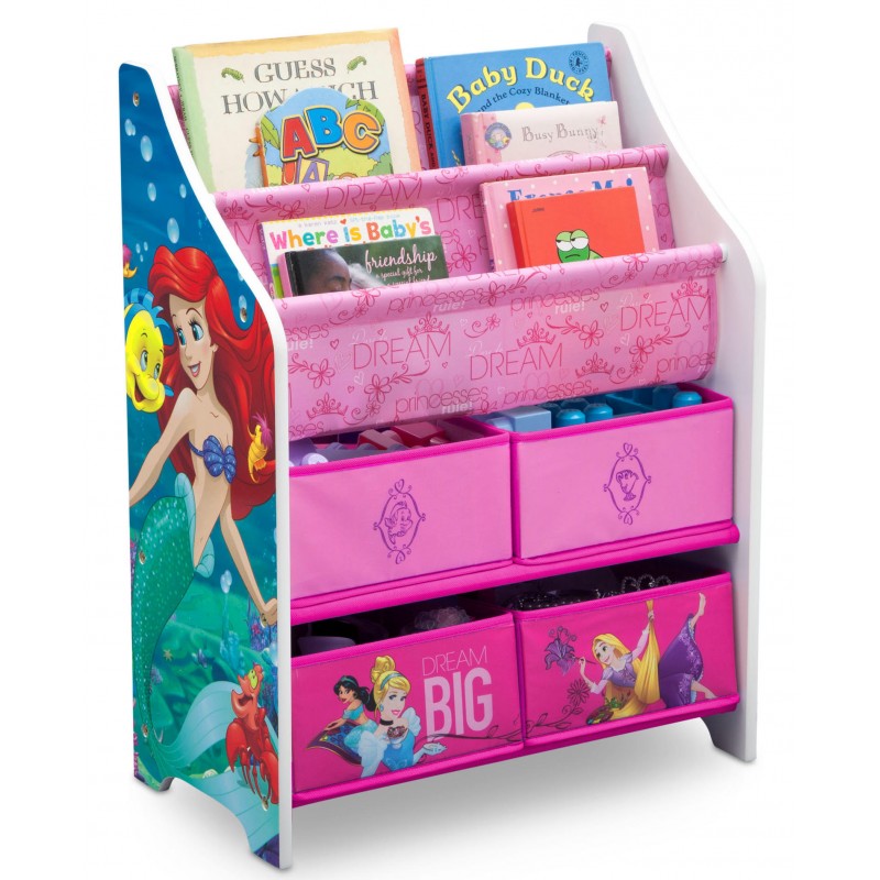 Organizator carti si jucarii cu cadru din lemn Disney Princess