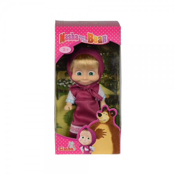 Papusa Simba Masha and the Bear 12 cm Masha in rochie mov