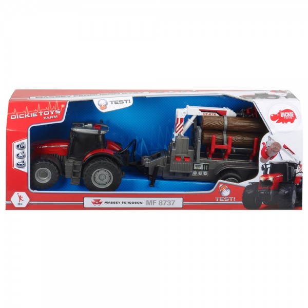 Tractor Dickie Toys Massey Ferguson MF 8737 cu remorca image 6