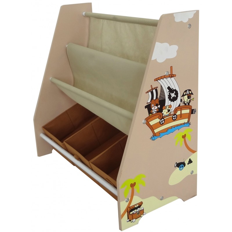 Organizator carti si jucarii cu cadru din lemn Brown Pirate image 1