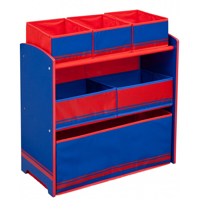 Organizator jucarii cu cadru din lemn Love Blue Red