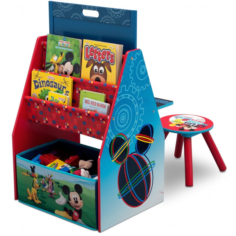 Set 2 in 1 organizator si birou cu tablita si scaun Mickey Mouse Activity Center image 1