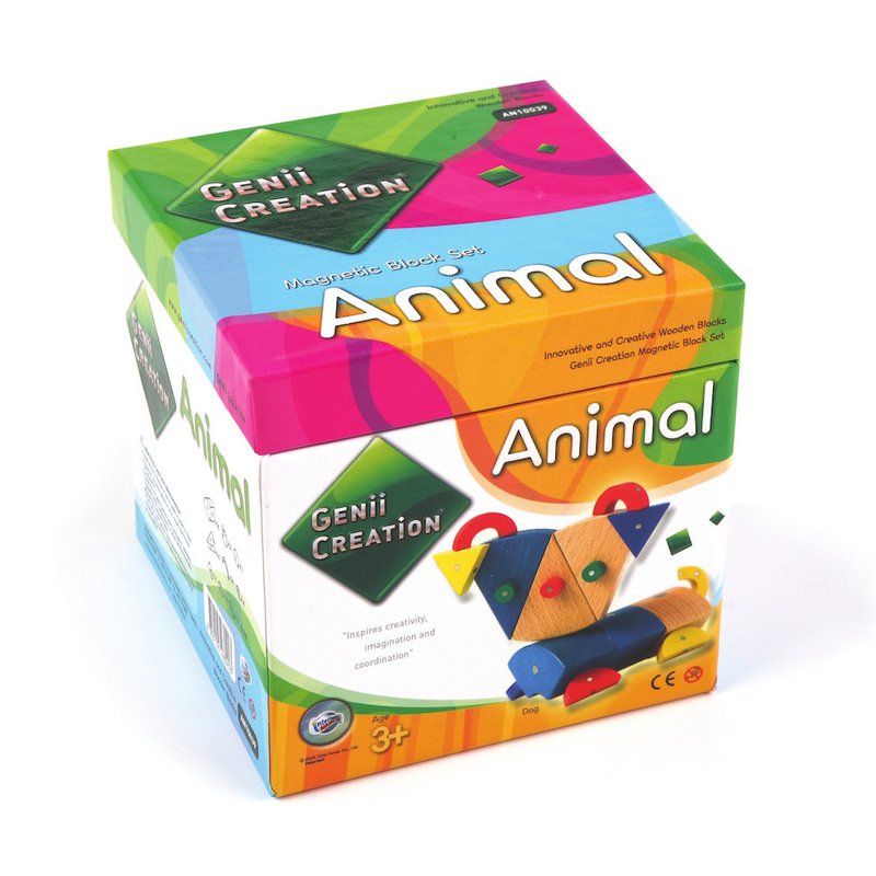 Genii Creation - Joc magnetic educativ din lemn Animale 39 piese image 2