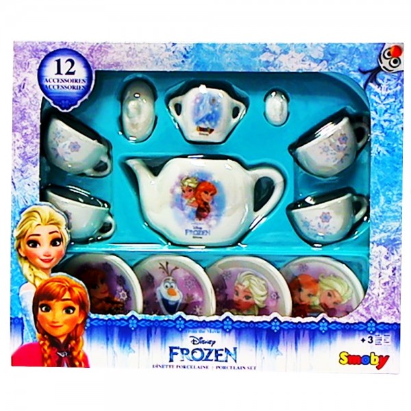 Set de servit ceaiul din portelan Smoby Frozen cu 12 accesorii