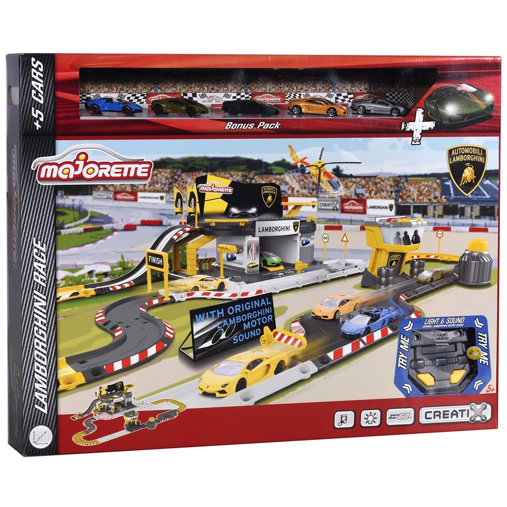 Pista de masini Majorette Creatix Lamborghini Race cu 5 masinute