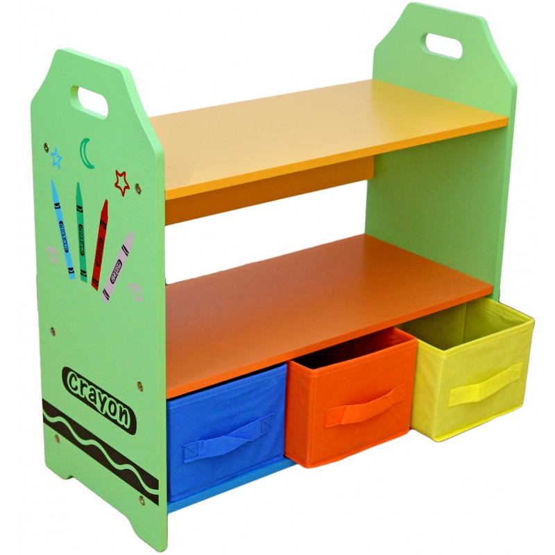 Raft carti si jucarii cu cadru din lemn Green Crayon image 1