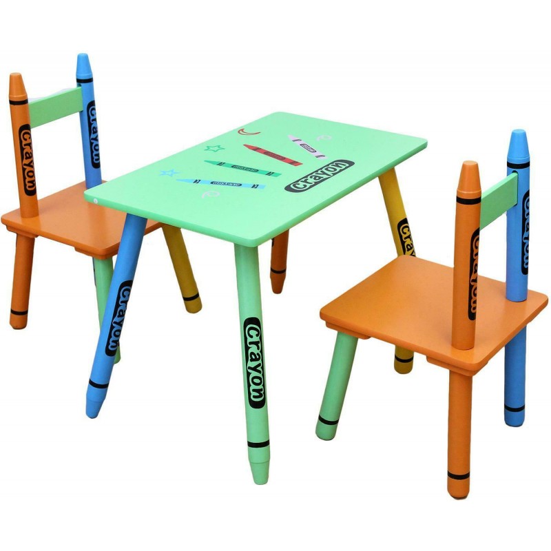 Set masuta si 2 scaunele Green Crayon