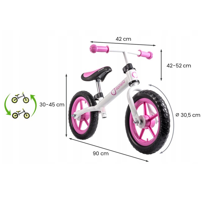 Lionelo - Bicicleta fara pedale Fin Plus White/ Pink image 13