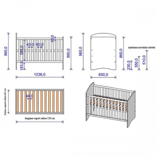 Patut copii Hubners Anne 120x60 alb image 1