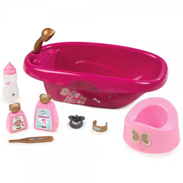 Set de baie pentru papusi Smoby Baby Nurse cu 9 accesorii