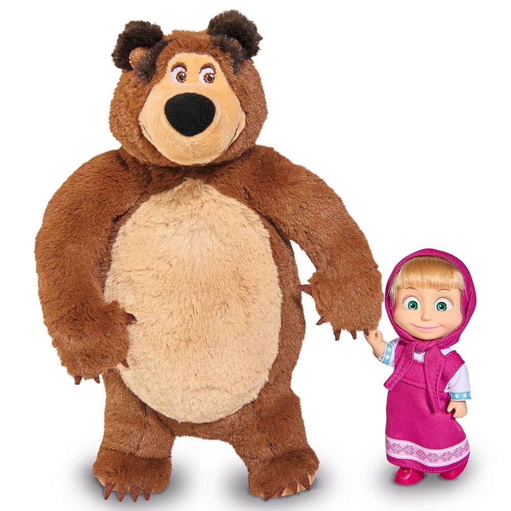 Set Simba Masha and The Bear papusa Masha 12 cm si ursulet de plus 25 cm image 1