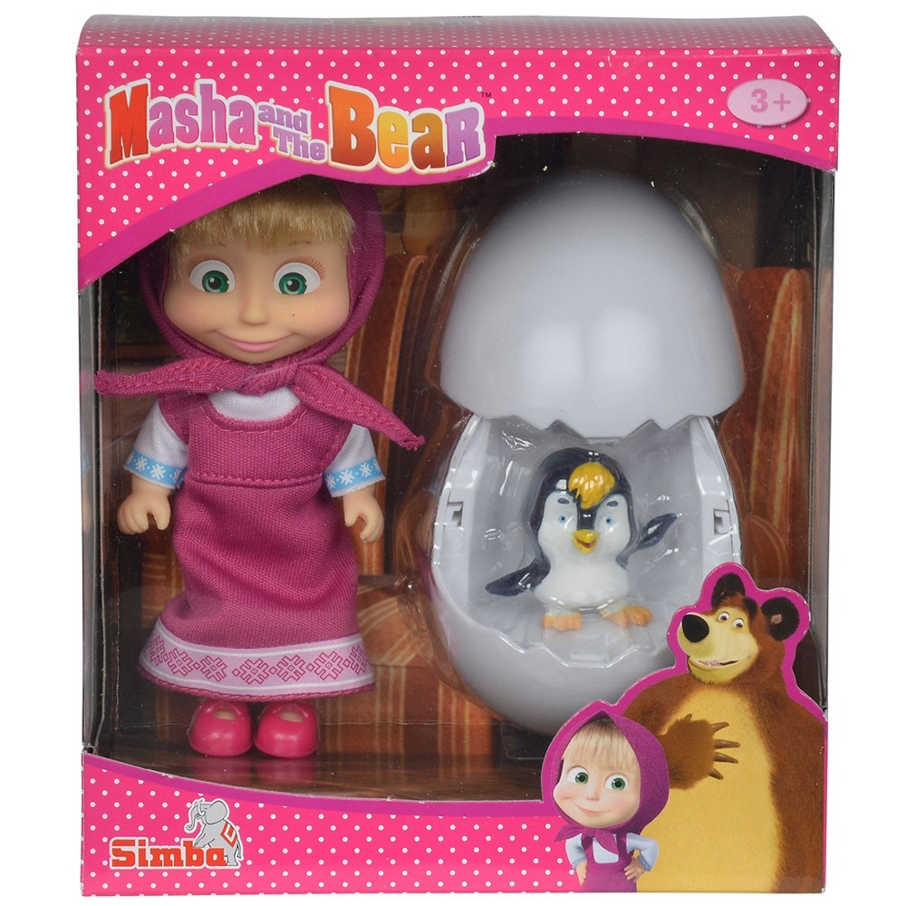 Set Simba Masha and The Bear papusa Masha 12 cm si figurina pinguin in ou image 2