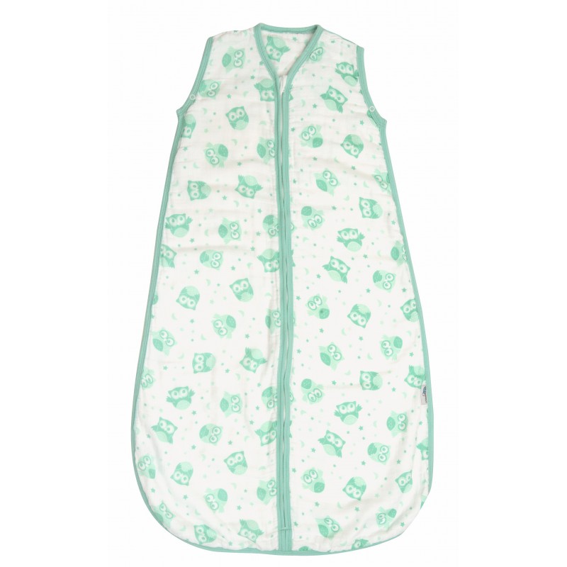 Sac de dormit pentru vara din muselina Mint Owl 3-6 ani 0.5 Tog