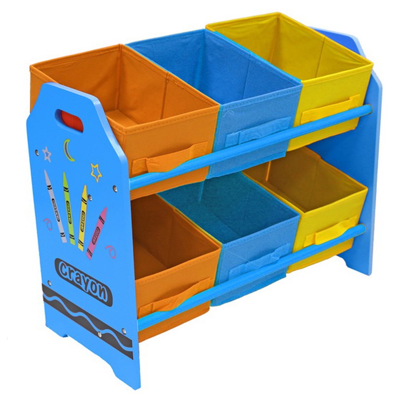 Organizator jucarii cu cadru din lemn Blue Crayon