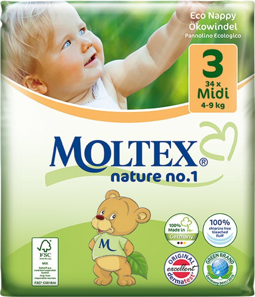 Scutece Moltex Nr. 3, Midi 4-9kg, 34 bucati