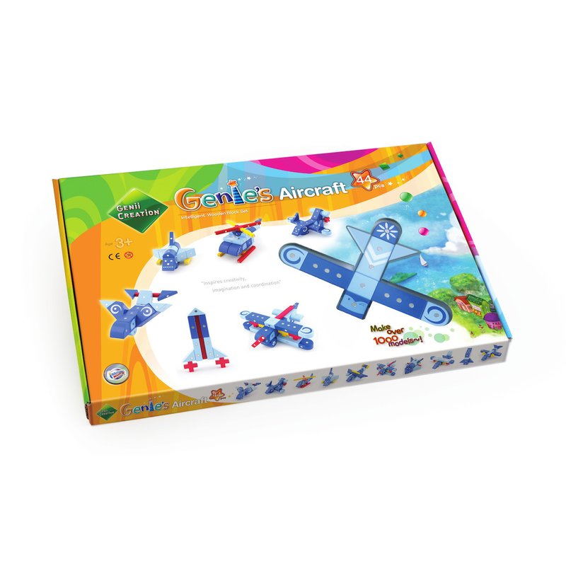 Genii Creation - Joc magnetic educativ din lemn Vehicule aeriene 44 piese