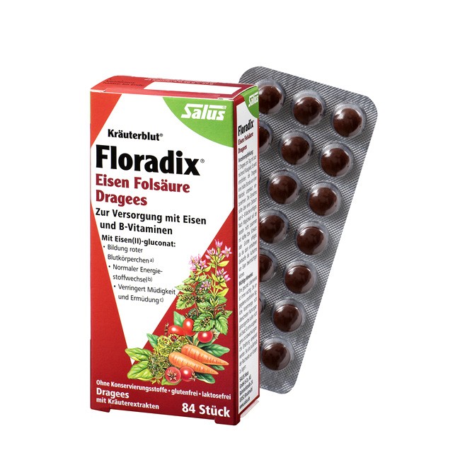 Salus Floradix Acid folic de fier, 84 pastile