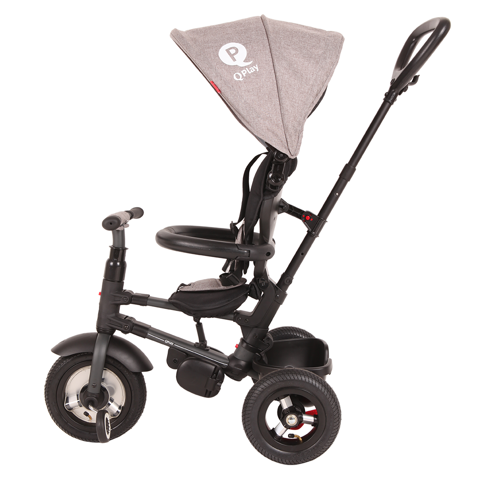 Tricicleta cu roti gonflabile de cauciuc Qplay Rito AIR Gri image 7