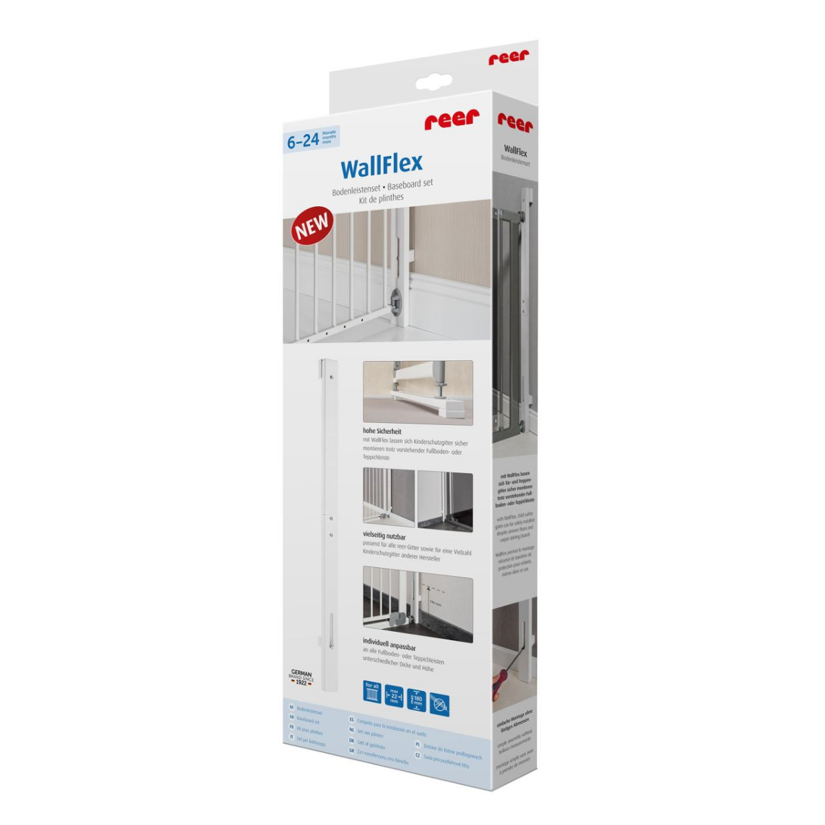 Sistem de fixare pe perete pentru porti de siguranta WallFlex, lemn alb, Reer 46060 image 6