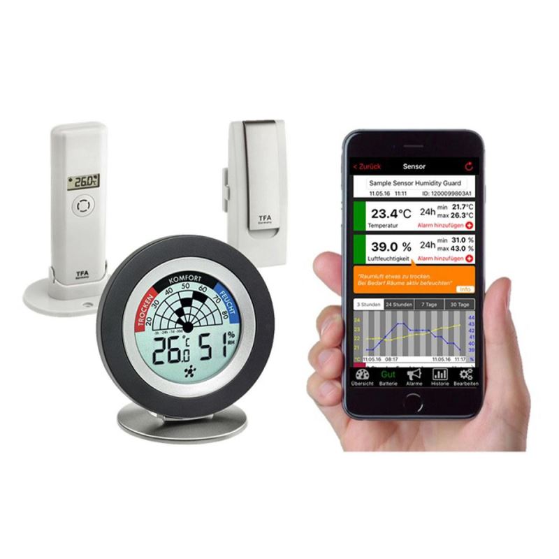 Sistem meteo SmartHome cu senzori wireless si comunicare cu smartphone WEATHERHUB, TFA 31.4008.02 image 1