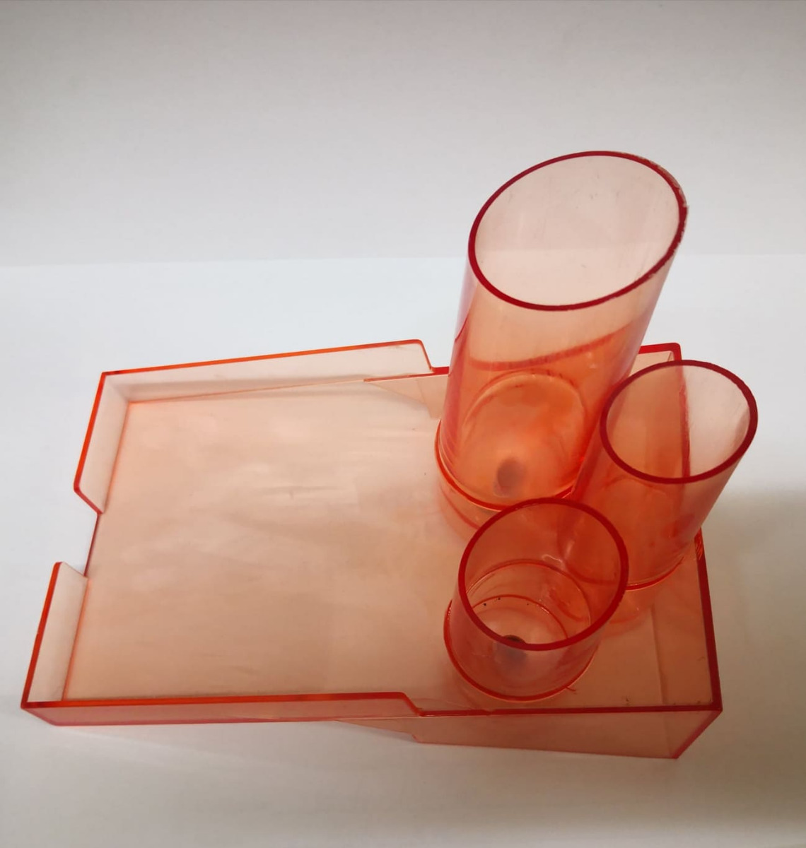 Suport plastic pentru accesorii de birou portocaliu