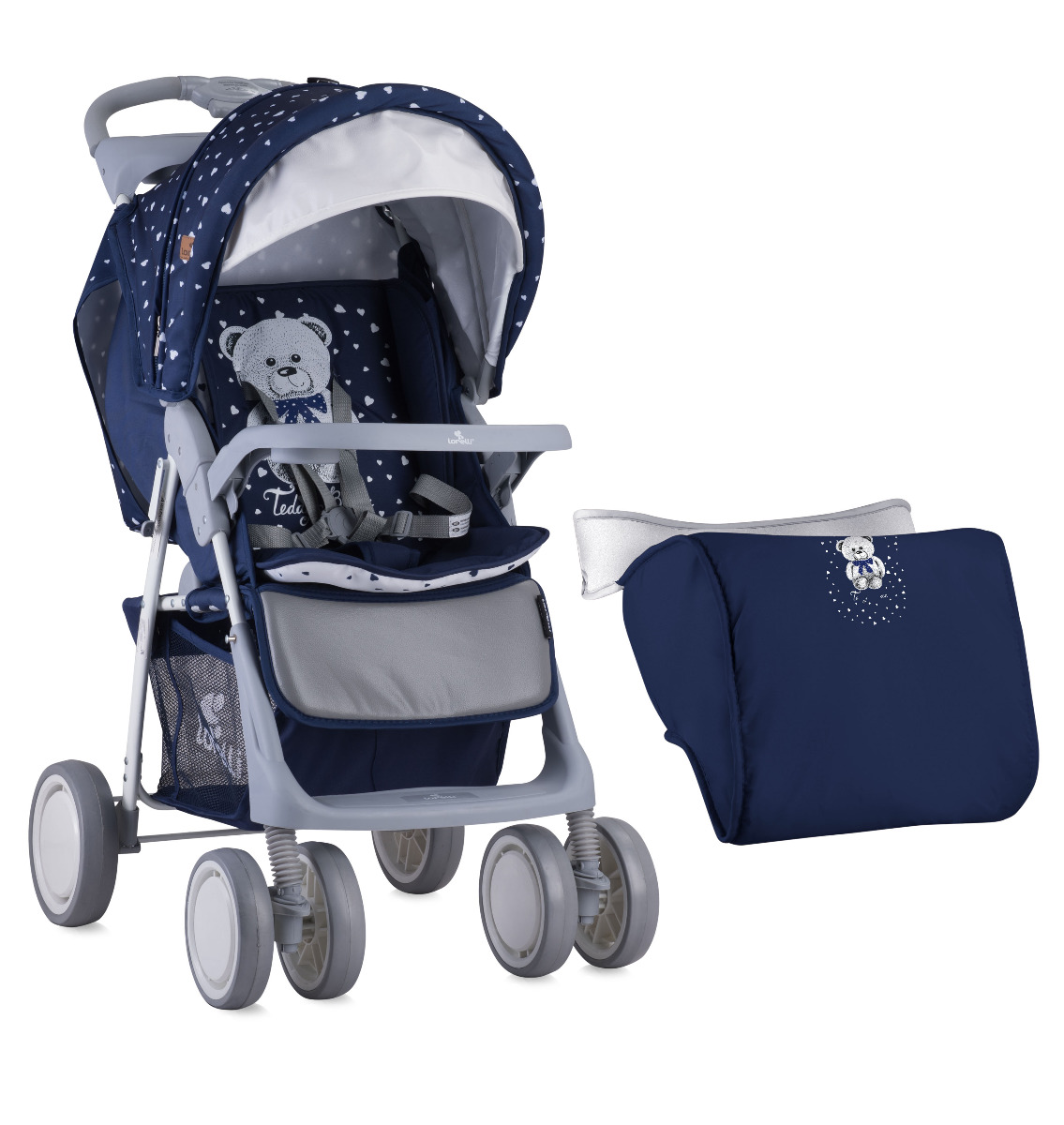 Carucior Sport, Foxy, cu husa de picioare, Dark Blue Teddy