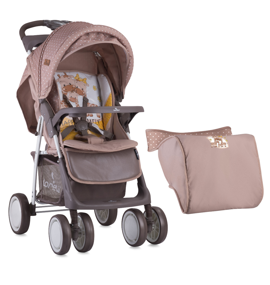 Carucior Sport, Foxy, cu husa de picioare, Beige & Yellow Family