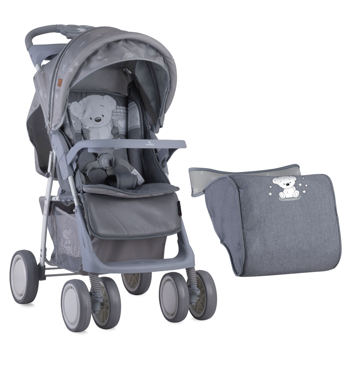 Carucior Sport, Foxy, cu husa de picioare, Grey My Teddy