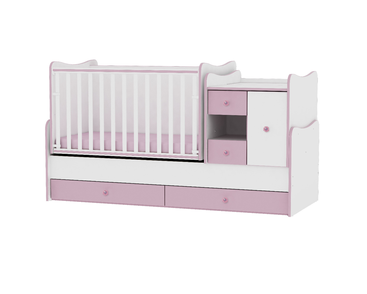 Mobilier, Mini Max, transformabil 0-7 Ani, White Pink