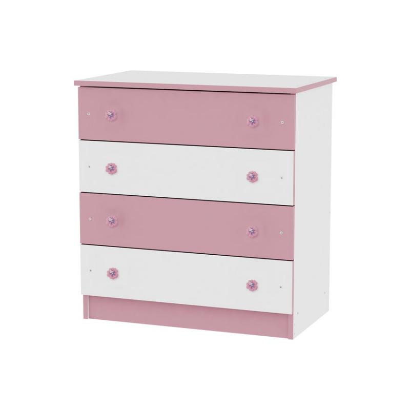 Comoda lemn, 81 x 50 x 86 cm, 4 sertare, White Pink