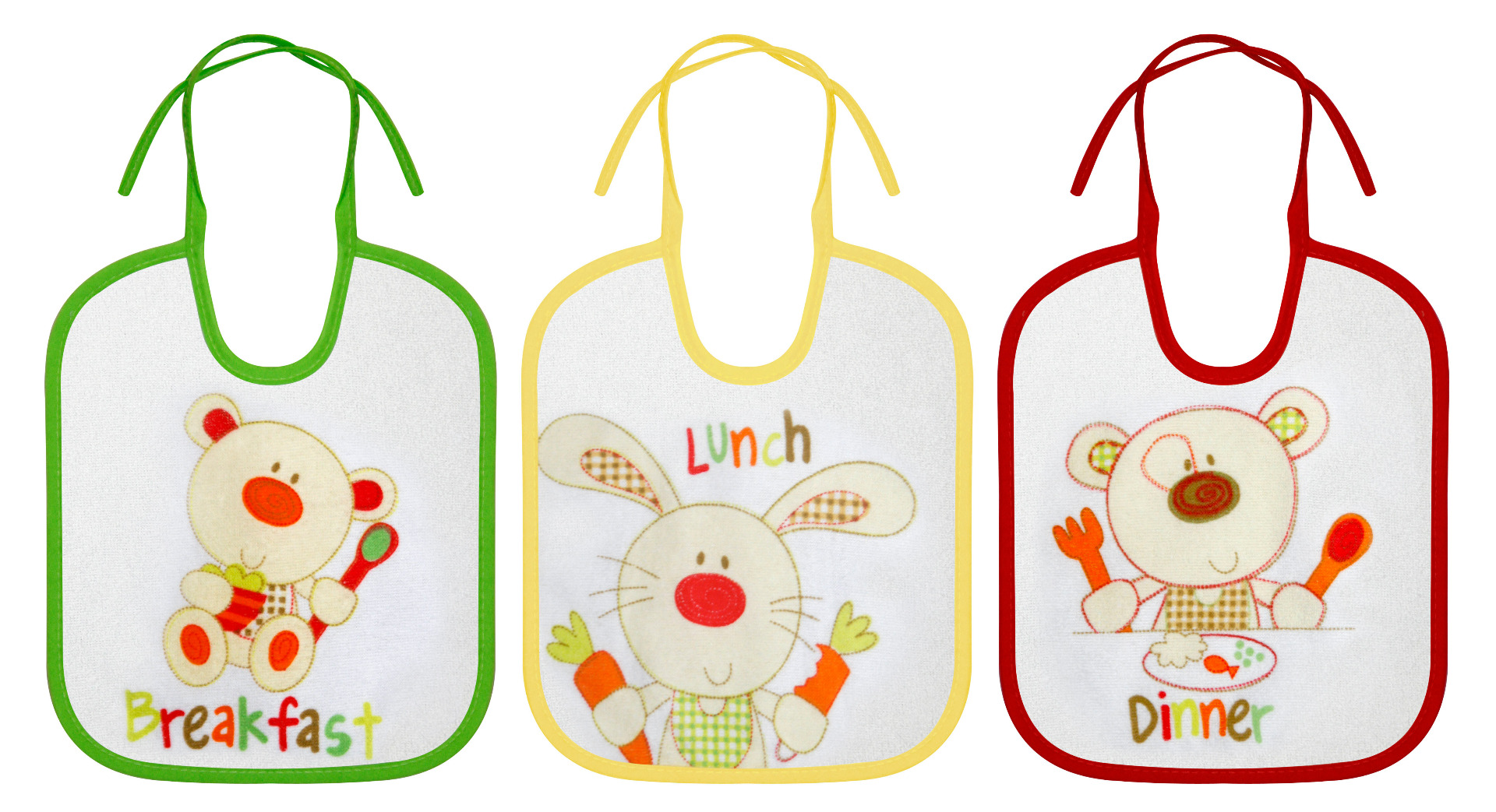 Set 3 bavete, small, bumbac, inchidere cu snur